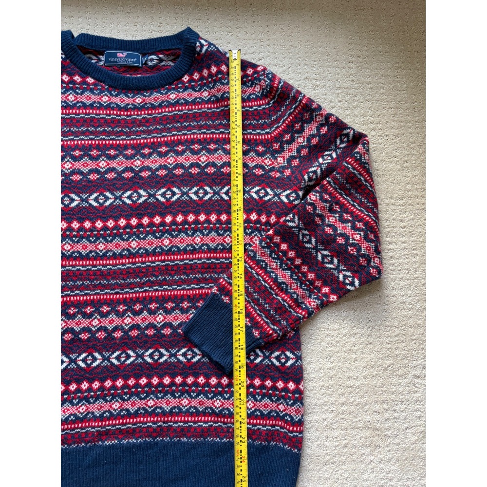 Vineyard Vines Sweater Medium Blue Red Fair Isle Knit Heritage Preppy Americana - Picture 3 of 11
